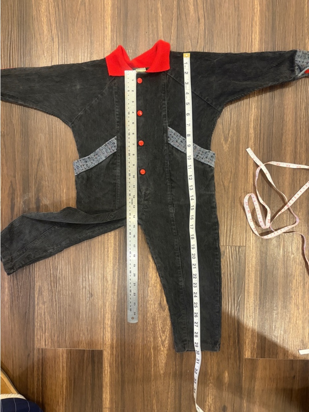 Vintage Winnie the Pooh Kids Black Corduroy Jumpsuit Red accents - Picture 15 of 15